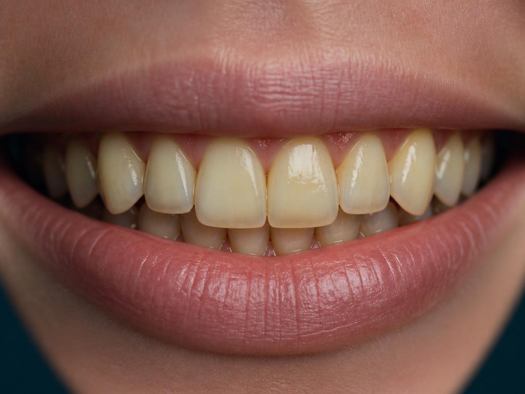 Close-up smile before whitening treatment